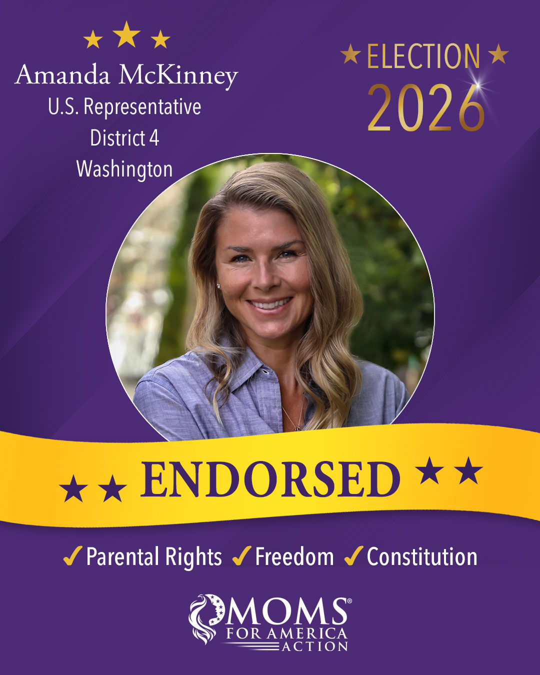 Amanda McKinney - U.S. Representative, District 4, Washington - MFA Action Endorsement