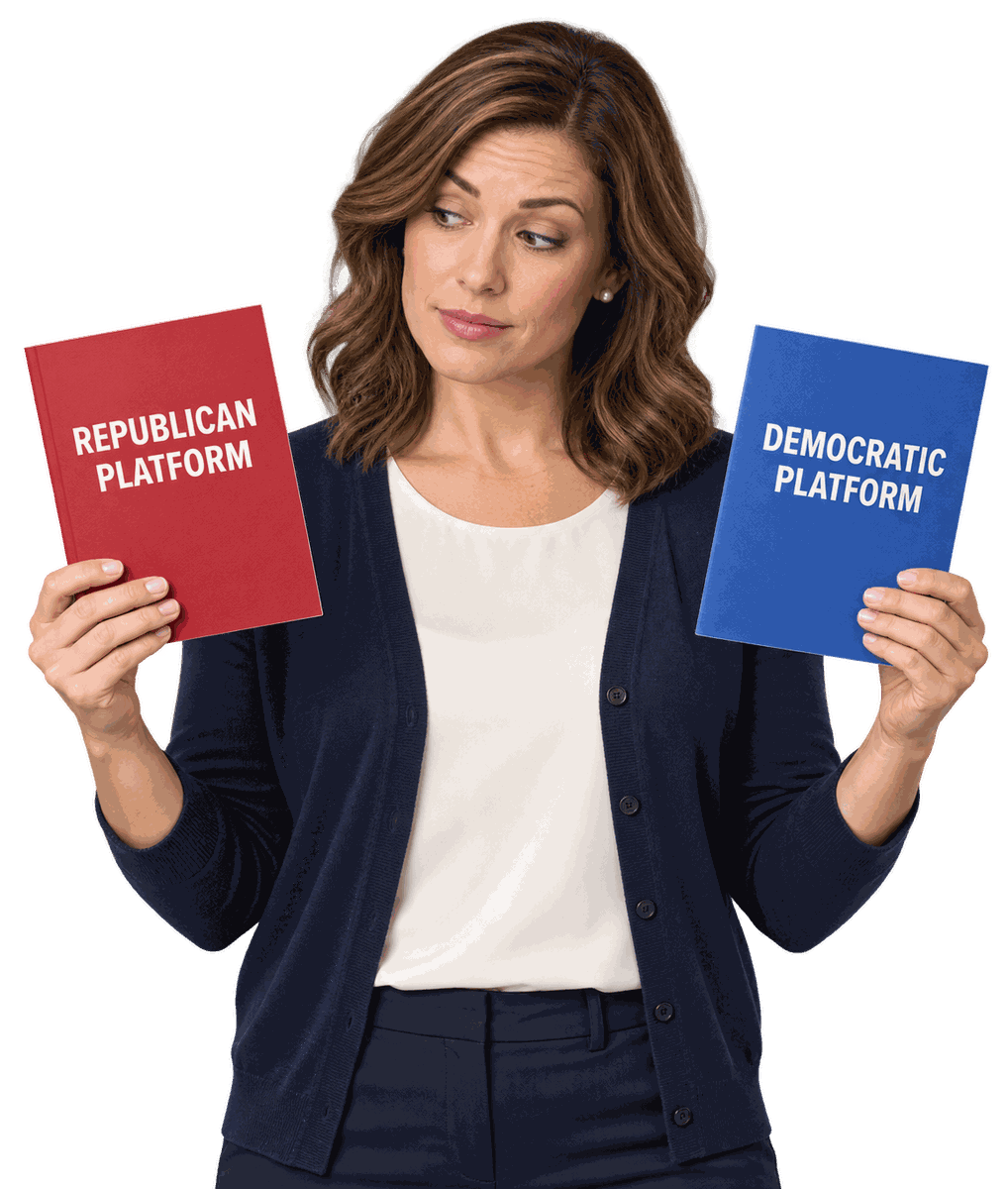 MomVote - Mom comparing the Republican and Democratic party platforms